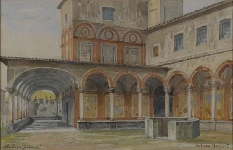 Antico chiostro della Fontana nel 1892 - Civiche Raccolte Storiche. Museo di Milano
